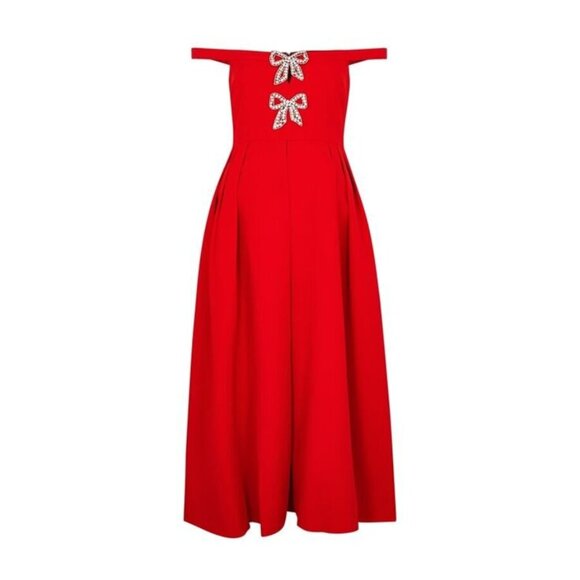 Self Portrait NWT Crepe Bow Midi Dress - Size 6